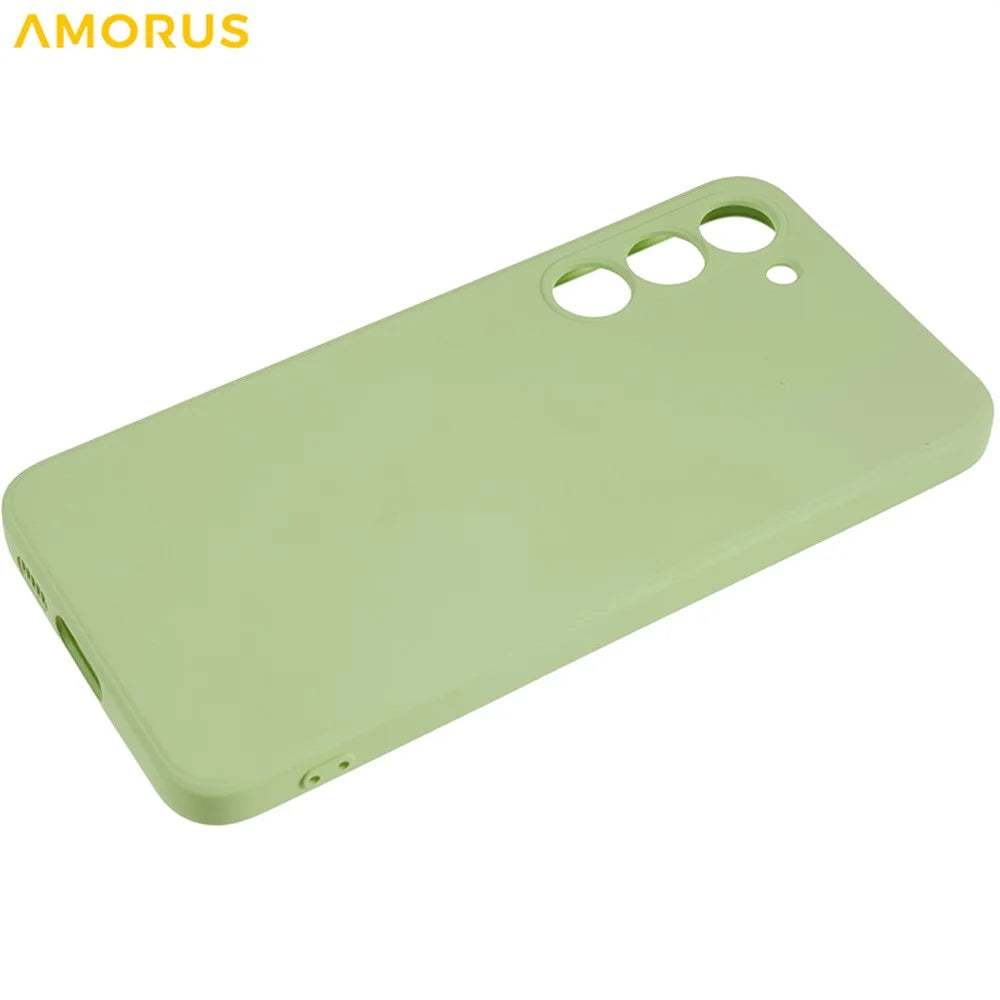 AMORUS For Samsung Galaxy S23 Case Precise Cutouts TPU Fiber Lining Shockproof Phone Cover - Matcha Green - 6