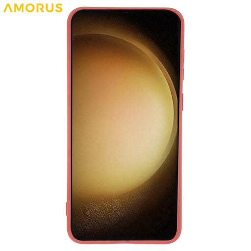 AMORUS For Samsung Galaxy S23+ Case Precise Cutouts TPU Fiber Lining Shockproof Phone Cover - Hawthorn Red - 2
