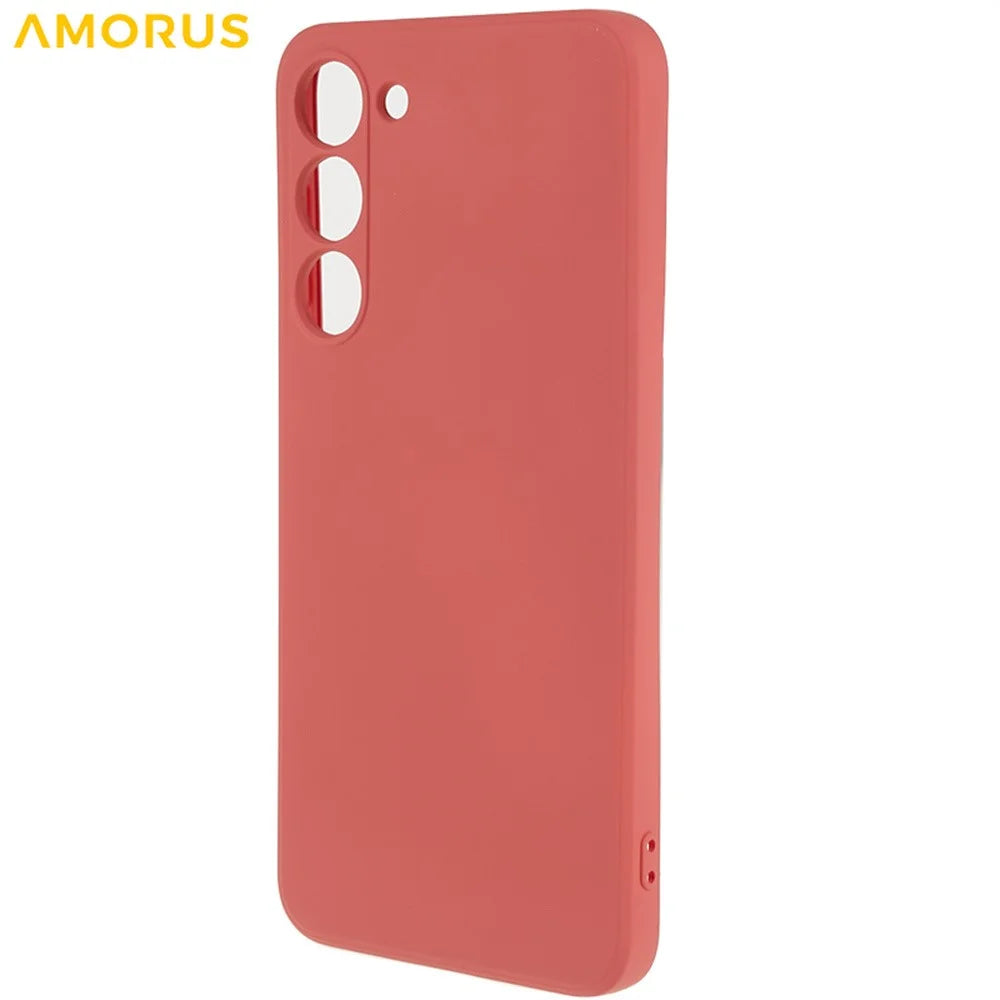 AMORUS For Samsung Galaxy S23+ Case Precise Cutouts TPU Fiber Lining Shockproof Phone Cover - Hawthorn Red - 3