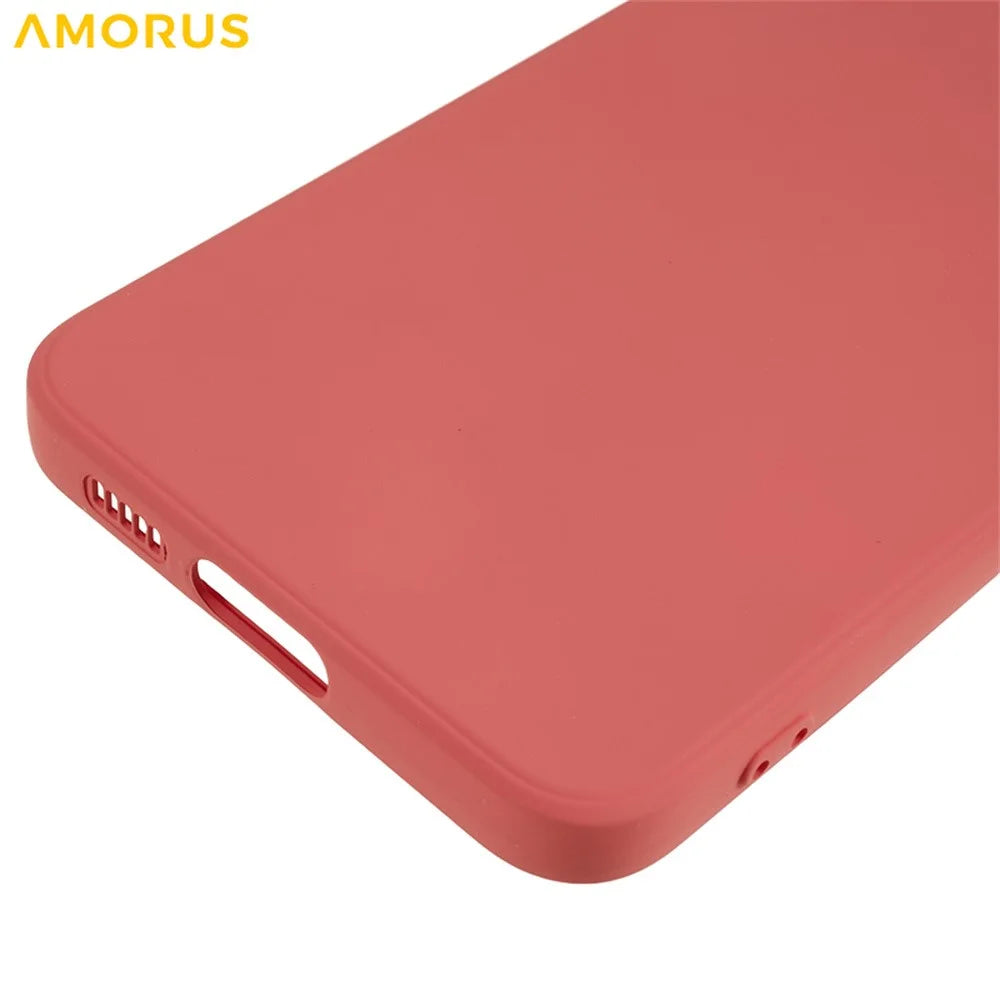 AMORUS For Samsung Galaxy S23+ Case Precise Cutouts TPU Fiber Lining Shockproof Phone Cover - Hawthorn Red - 6