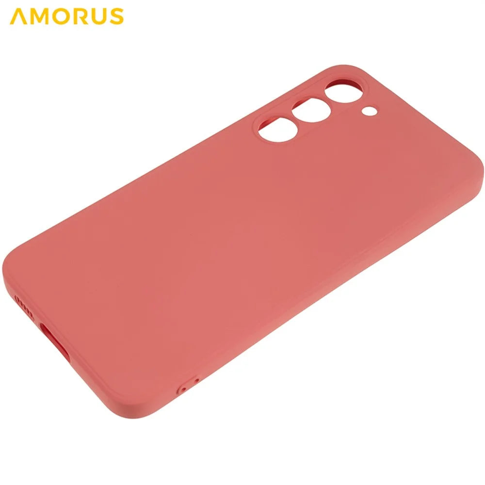 AMORUS For Samsung Galaxy S23+ Case Precise Cutouts TPU Fiber Lining Shockproof Phone Cover - Hawthorn Red - 7