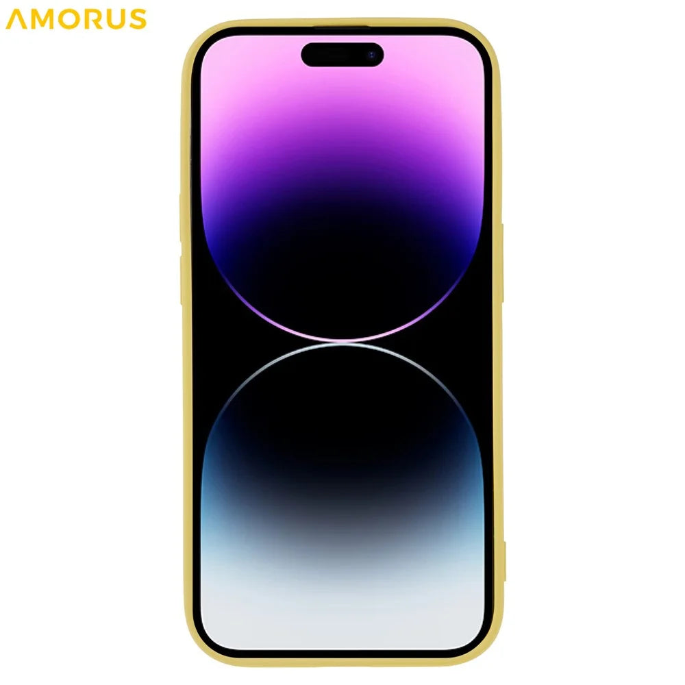 AMORUS For iPhone 14 Pro Case Precise Cutouts TPU Fiber Lining Shockproof Phone Cover - Yellow - 2