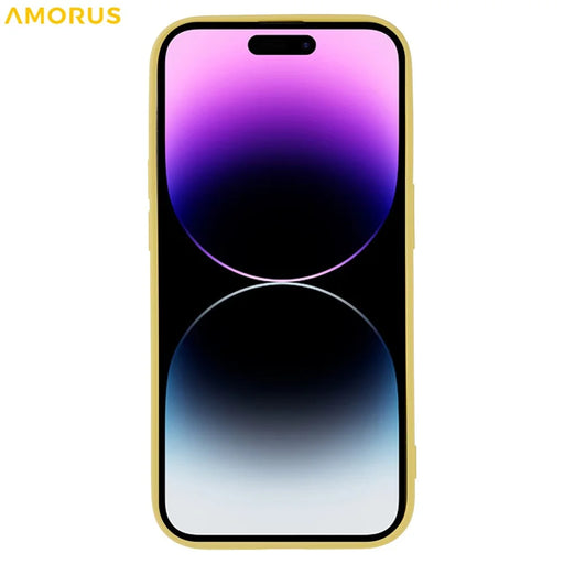 AMORUS For iPhone 14 Pro Case Precise Cutouts TPU Fiber Lining Shockproof Phone Cover - Yellow - 2