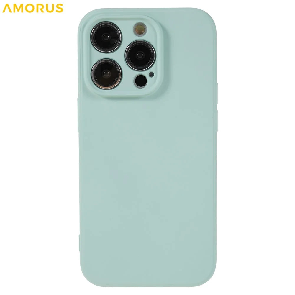 AMORUS For iPhone 14 Pro Max Case Precise Cutouts TPU Fiber Lining Shockproof Phone Cover - Baby Blue - 3