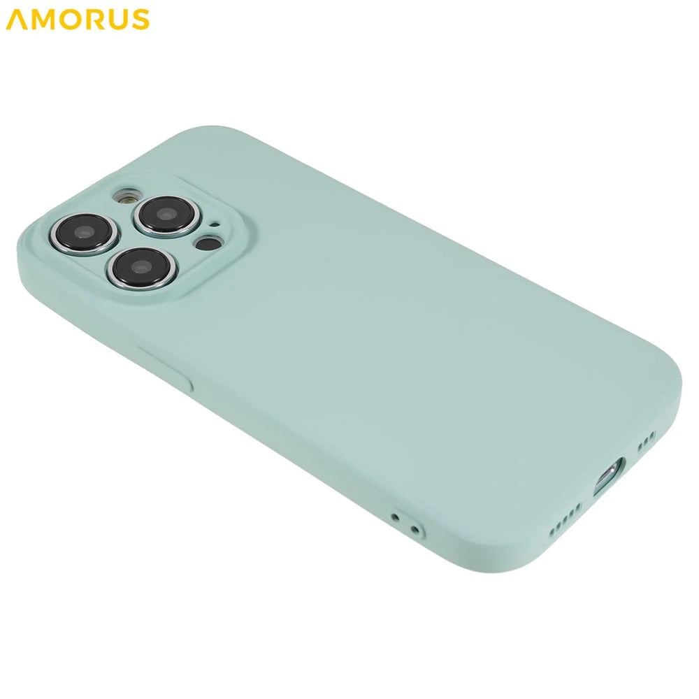 AMORUS For iPhone 14 Pro Max Case Precise Cutouts TPU Fiber Lining Shockproof Phone Cover - Baby Blue - 4