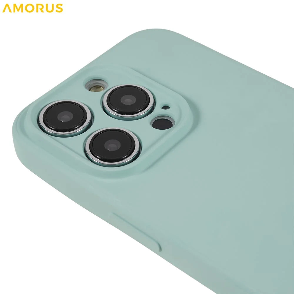 AMORUS For iPhone 14 Pro Max Case Precise Cutouts TPU Fiber Lining Shockproof Phone Cover - Baby Blue - 6