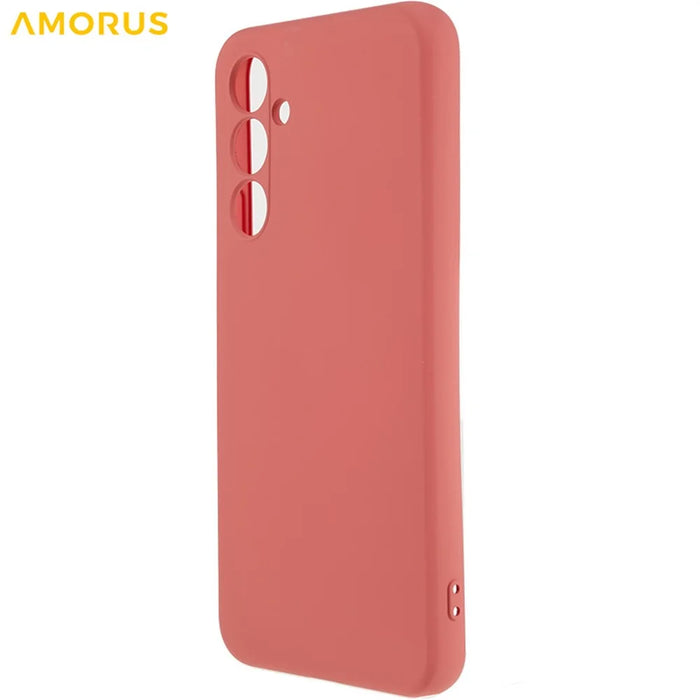 AMORUS For Samsung Galaxy A14 5G / 4G Case Precise Cutouts TPU Fiber Lining Shockproof Phone Cover - Hawthorn Red - 3