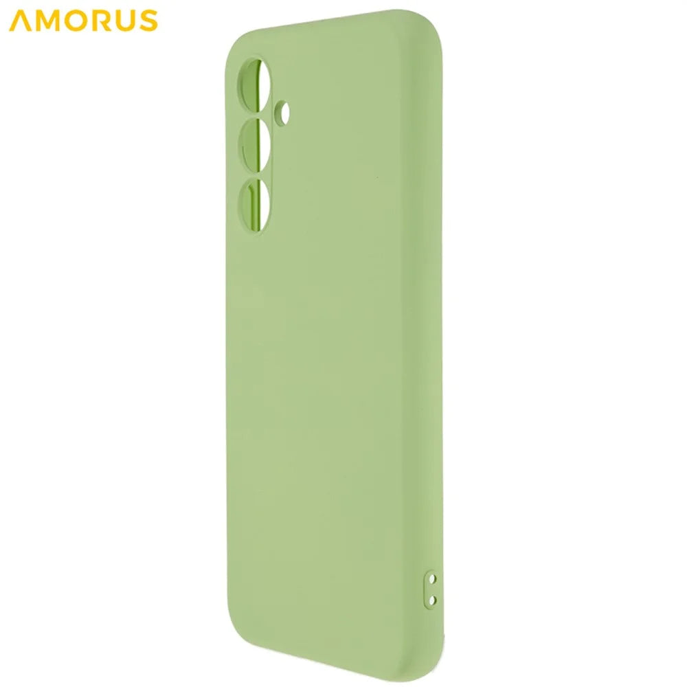 AMORUS For Samsung Galaxy A34 5G Case Precise Cutouts TPU Fiber Lining Shockproof Phone Cover - Matcha Green - 3