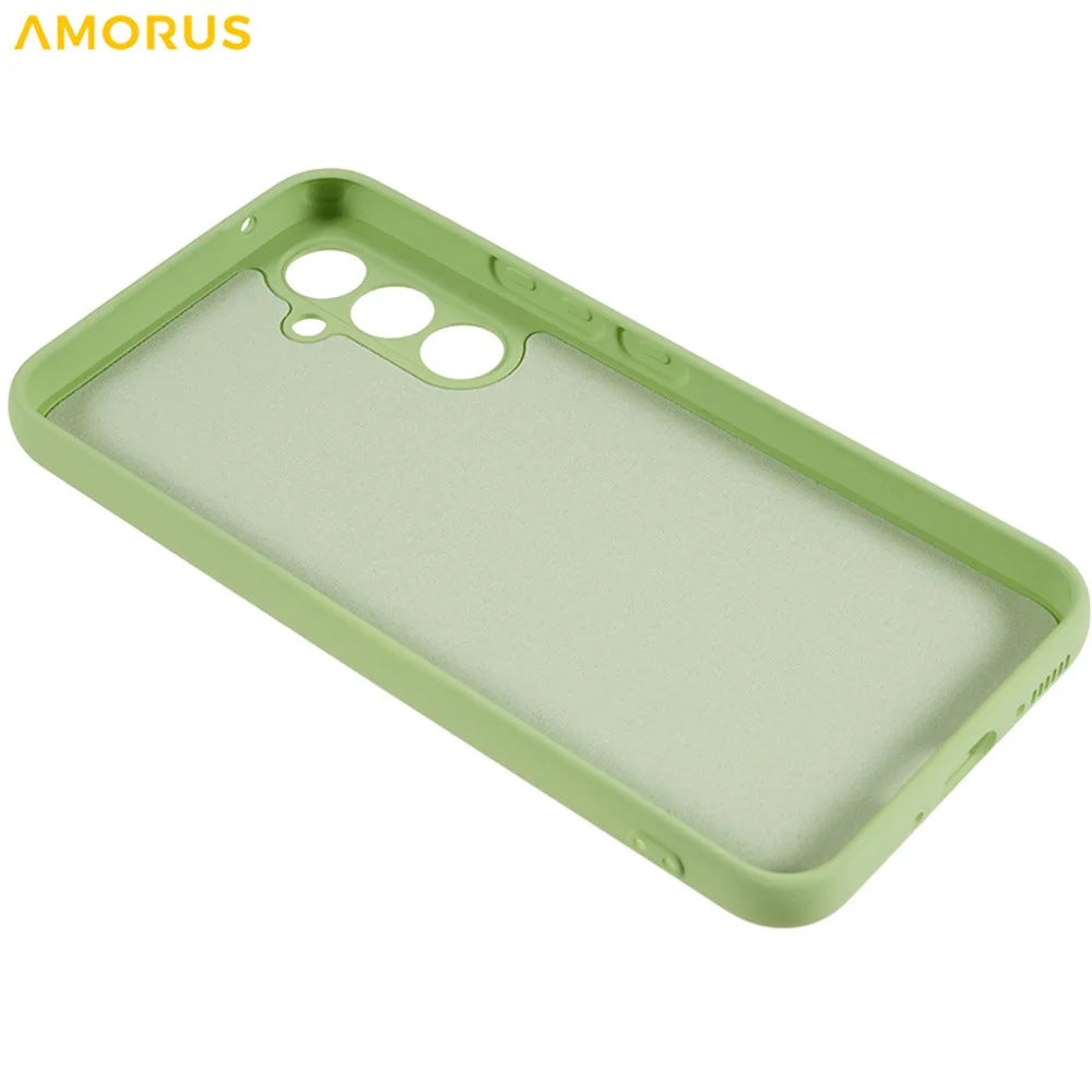 AMORUS For Samsung Galaxy A34 5G Case Precise Cutouts TPU Fiber Lining Shockproof Phone Cover - Matcha Green - 4