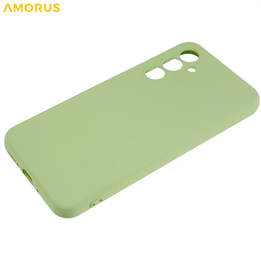 AMORUS For Samsung Galaxy A34 5G Case Precise Cutouts TPU Fiber Lining Shockproof Phone Cover - Matcha Green - 5