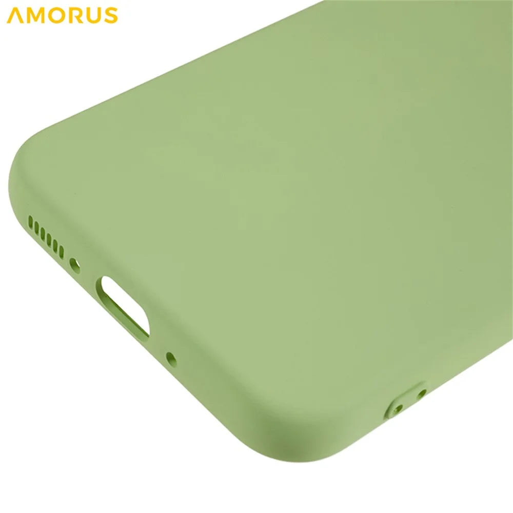AMORUS For Samsung Galaxy A34 5G Case Precise Cutouts TPU Fiber Lining Shockproof Phone Cover - Matcha Green - 6