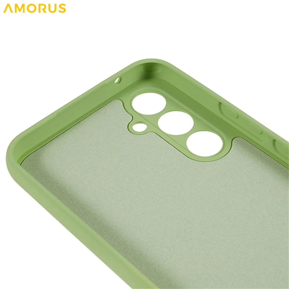AMORUS For Samsung Galaxy A34 5G Case Precise Cutouts TPU Fiber Lining Shockproof Phone Cover - Matcha Green - 7
