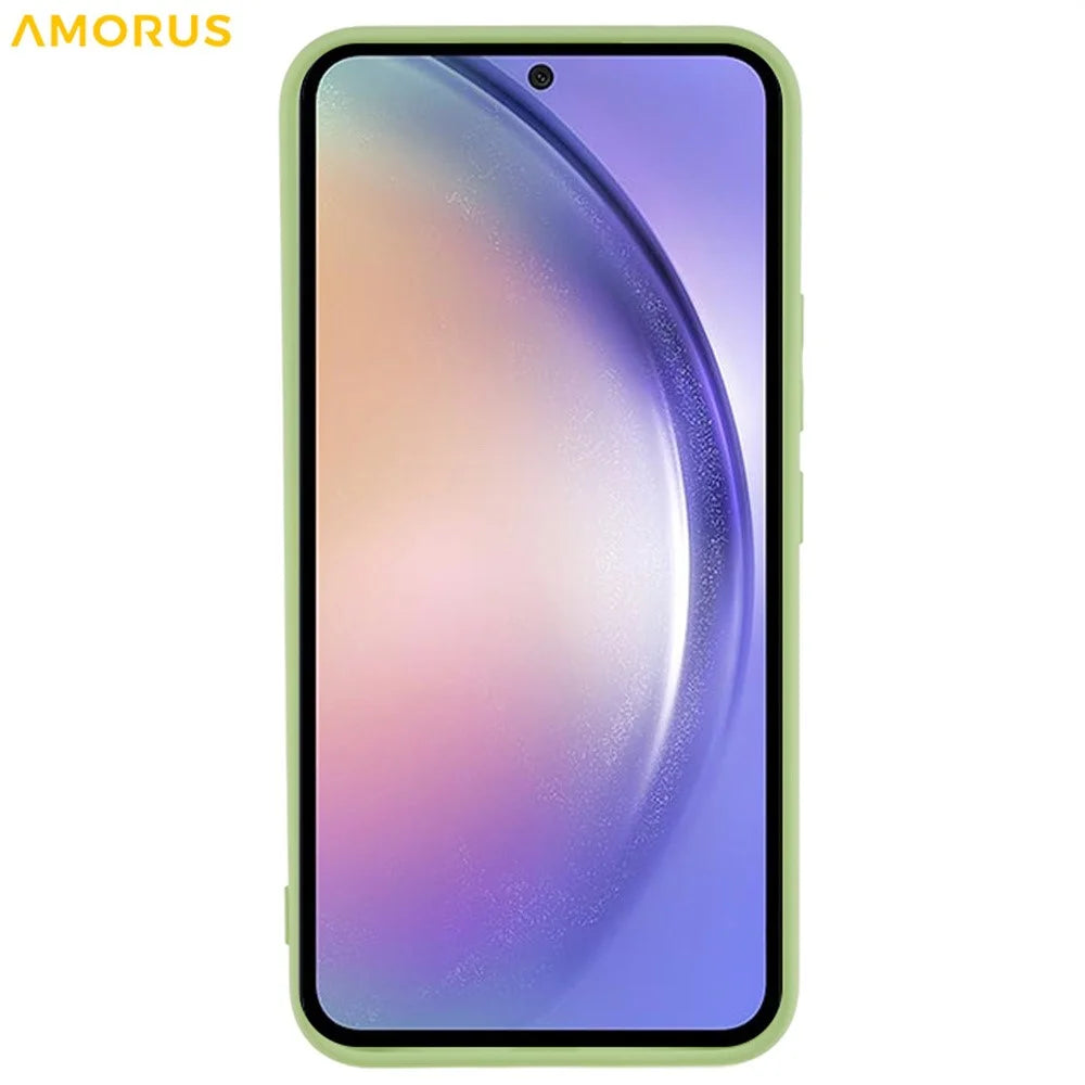 AMORUS For Samsung Galaxy A54 5G Case Precise Cutouts TPU Fiber Lining Shockproof Phone Cover - Matcha Green - 2