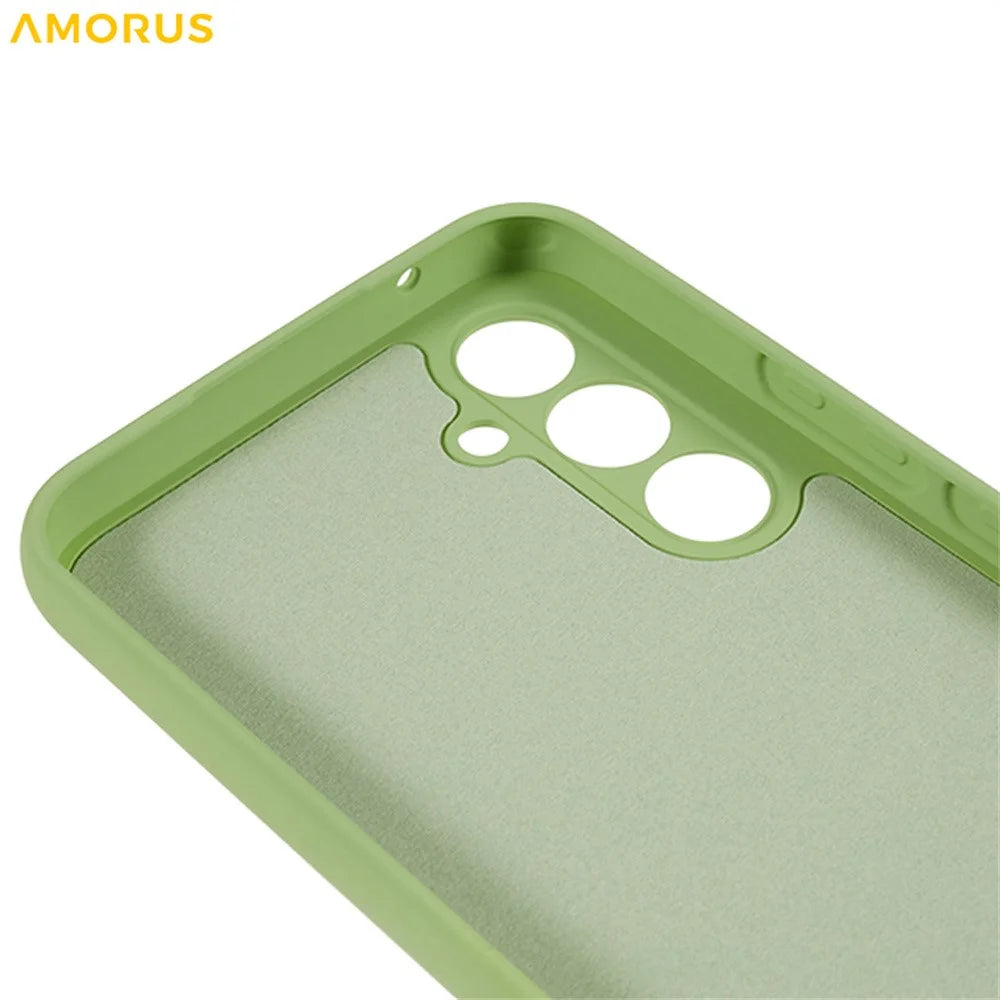 AMORUS For Samsung Galaxy A54 5G Case Precise Cutouts TPU Fiber Lining Shockproof Phone Cover - Matcha Green - 7