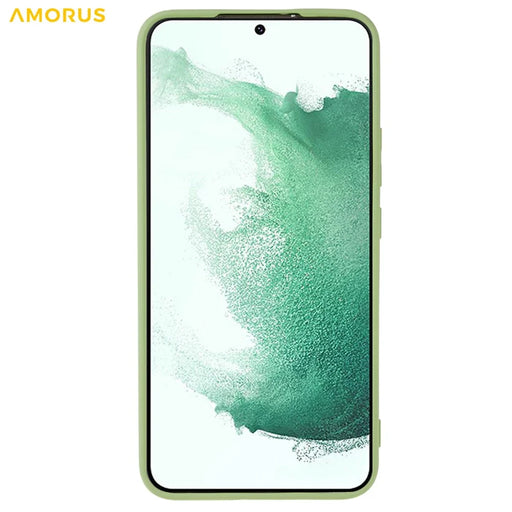 AMORUS For Samsung Galaxy S22 5G Case Precise Cutouts TPU Fiber Lining Shockproof Phone Cover - Matcha Green - 2