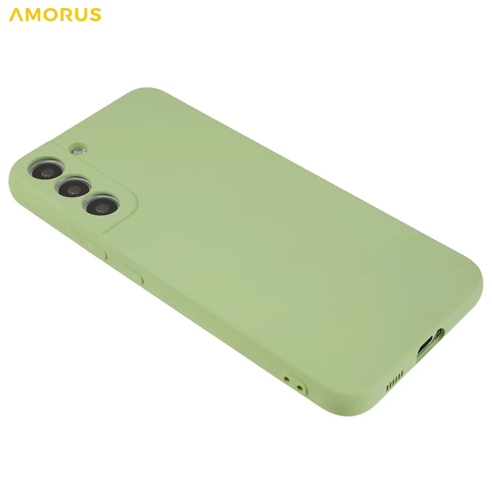 AMORUS For Samsung Galaxy S22 5G Case Precise Cutouts TPU Fiber Lining Shockproof Phone Cover - Matcha Green - 4