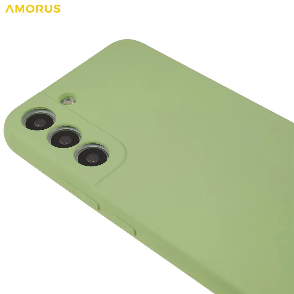 AMORUS For Samsung Galaxy S22 5G Case Precise Cutouts TPU Fiber Lining Shockproof Phone Cover - Matcha Green - 5