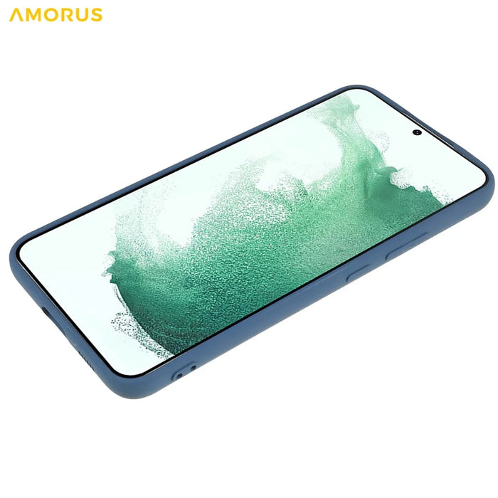 AMORUS For Samsung Galaxy S22+ 5G Case Precise Cutouts TPU Fiber Lining Shockproof Phone Cover - Sapphire - 6