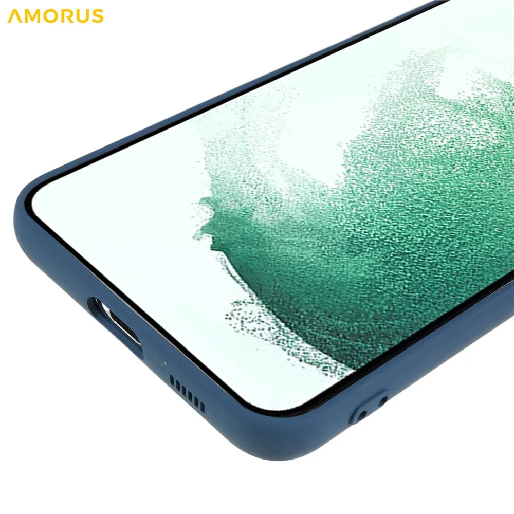 AMORUS For Samsung Galaxy S22+ 5G Case Precise Cutouts TPU Fiber Lining Shockproof Phone Cover - Sapphire - 7