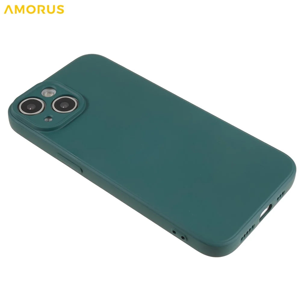 AMORUS For iPhone 14 Plus Case Precise Cutouts TPU Fiber Lining Shockproof Phone Cover - Army Green - 4