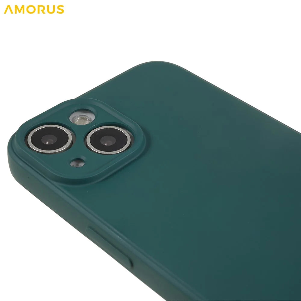 AMORUS For iPhone 14 Plus Case Precise Cutouts TPU Fiber Lining Shockproof Phone Cover - Army Green - 7