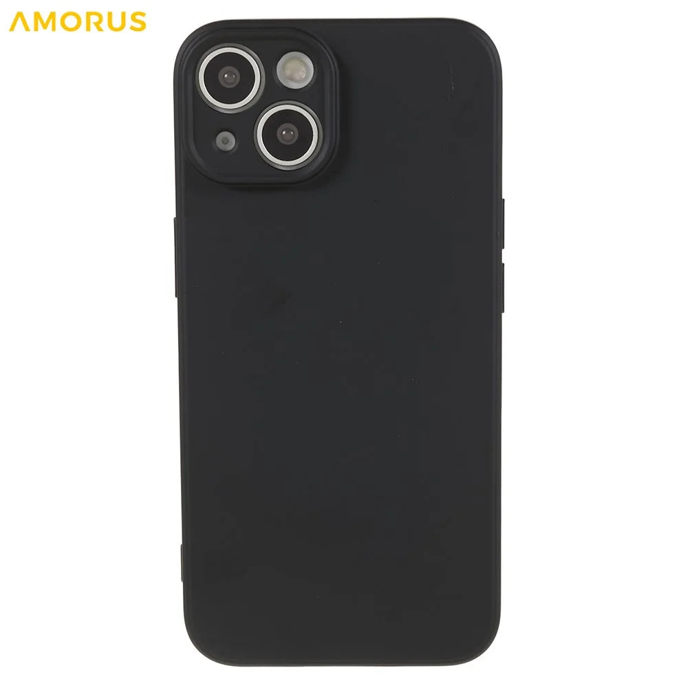AMORUS For iPhone 14 Case Precise Cutouts TPU Fiber Lining Shockproof Phone Cover - Black - 2