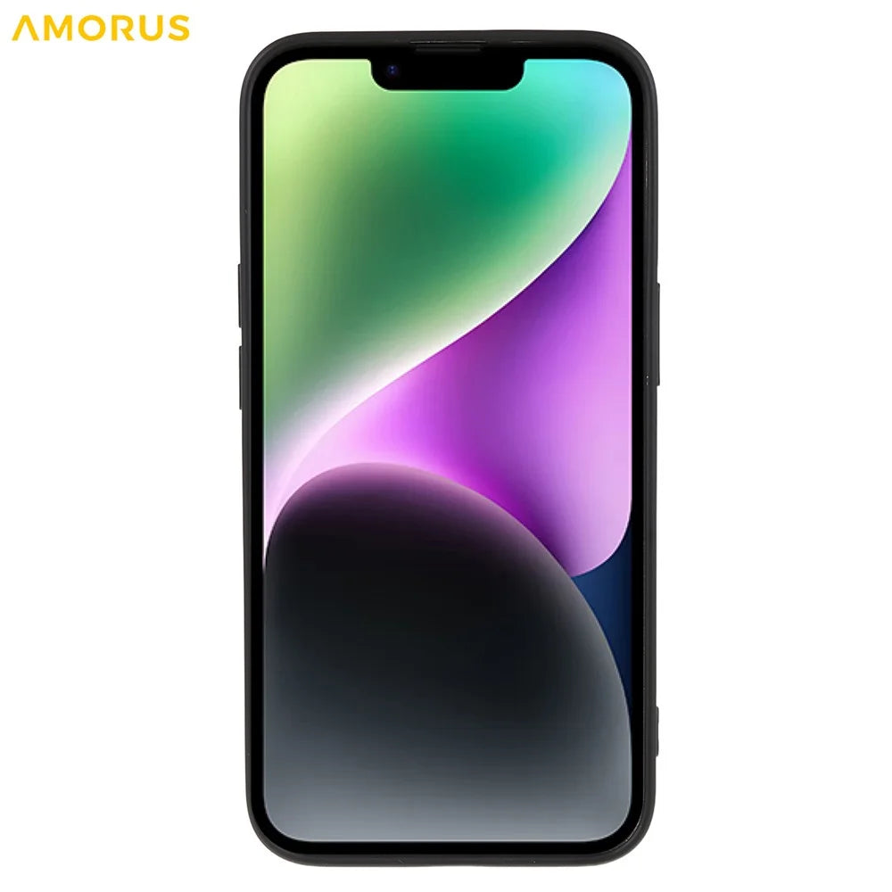 AMORUS For iPhone 14 Case Precise Cutouts TPU Fiber Lining Shockproof Phone Cover - Black - 3