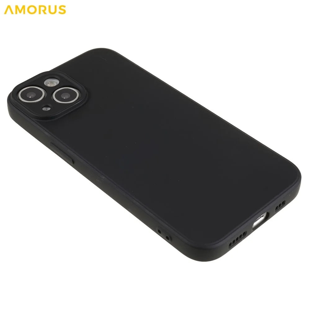 AMORUS For iPhone 14 Case Precise Cutouts TPU Fiber Lining Shockproof Phone Cover - Black - 4