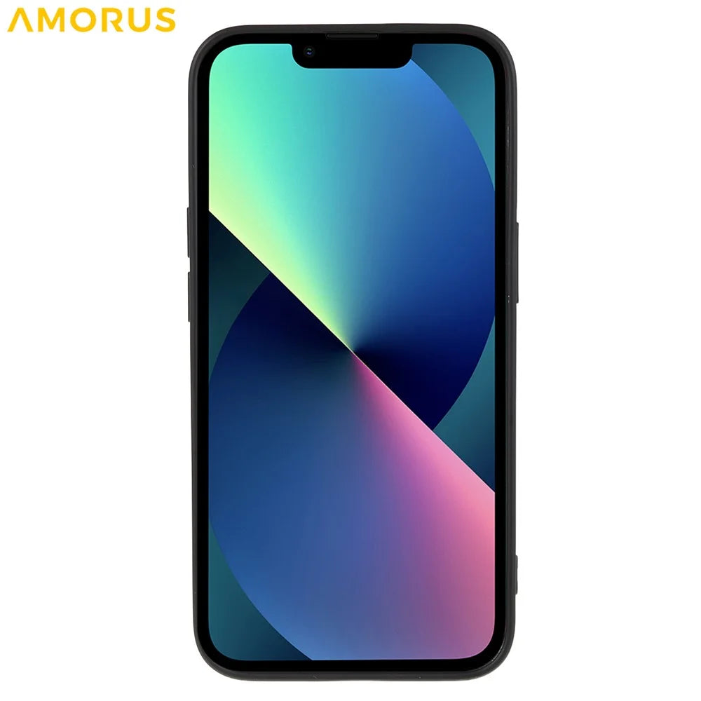 AMORUS For iPhone 13 Case Precise Cutouts TPU Fiber Lining Shockproof Phone Cover - Black - 3