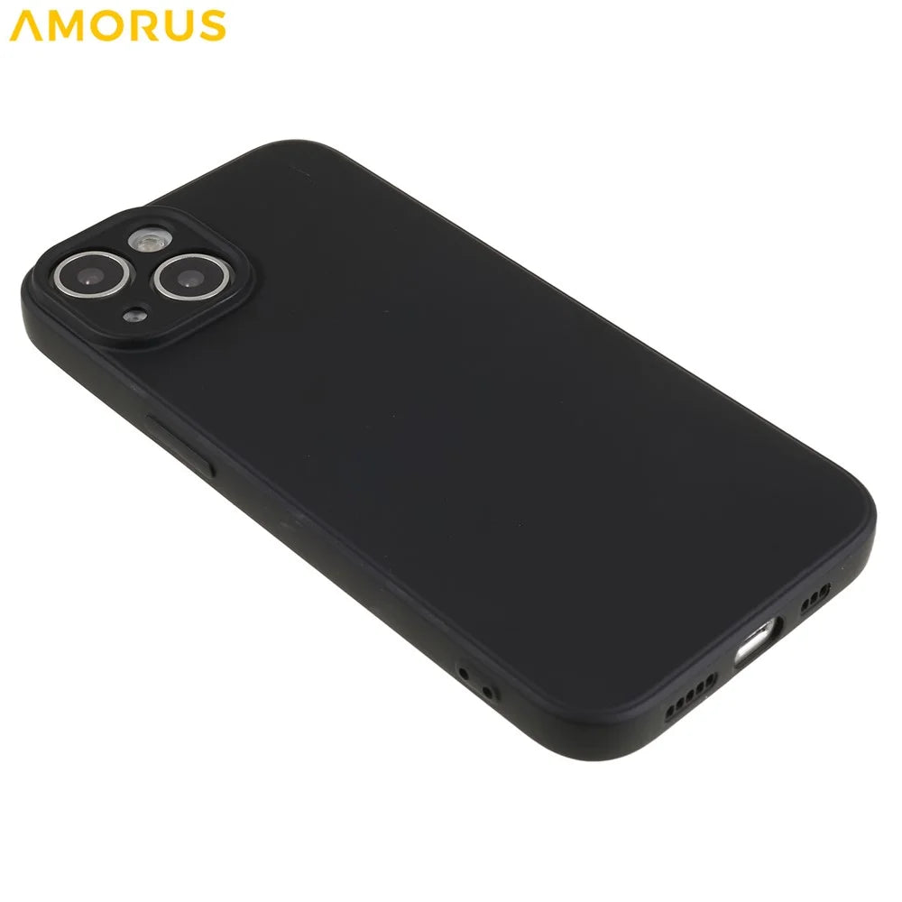 AMORUS For iPhone 13 Case Precise Cutouts TPU Fiber Lining Shockproof Phone Cover - Black - 4