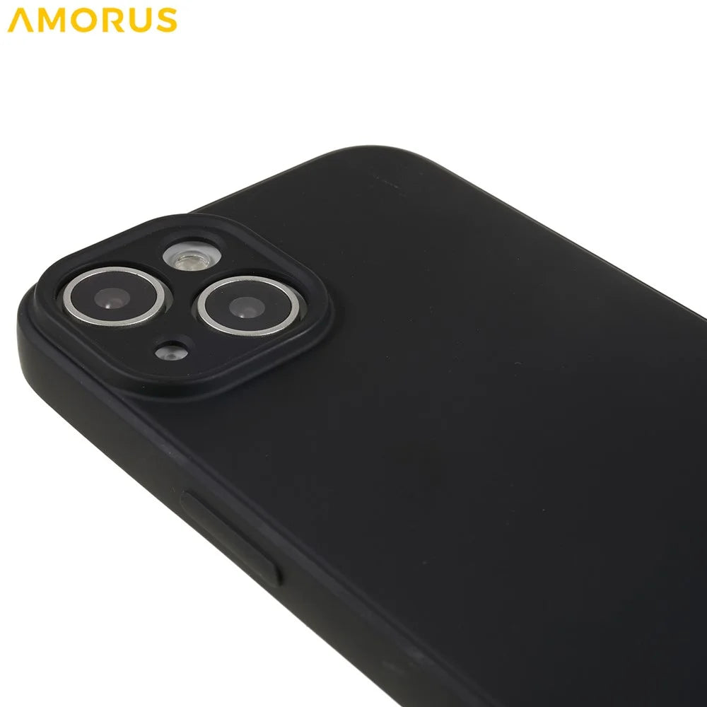AMORUS For iPhone 13 Case Precise Cutouts TPU Fiber Lining Shockproof Phone Cover - Black - 7