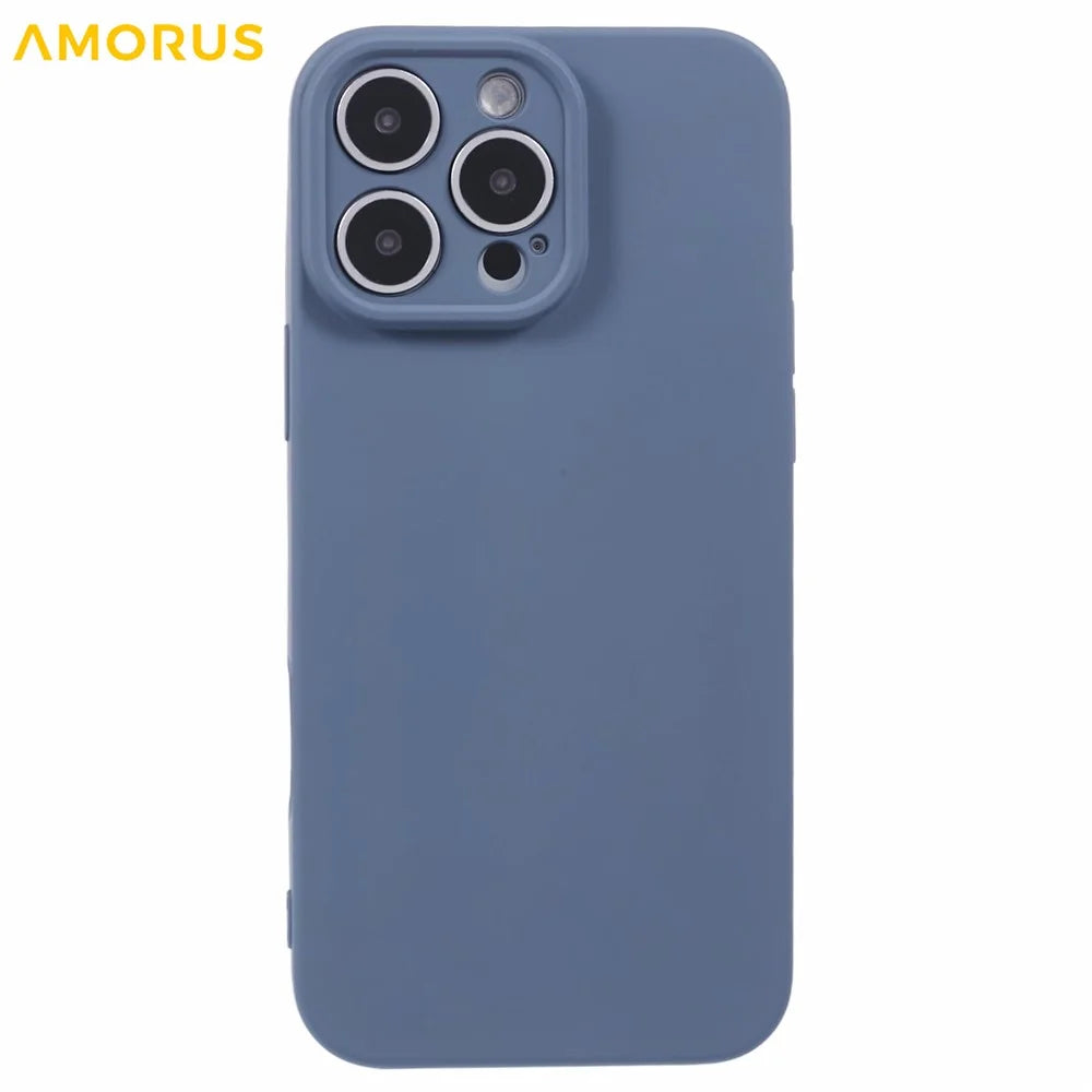 AMORUS For iPhone 16 Pro Case Precise Cutouts TPU Fiber Lining Shockproof Phone Cover - Lavender Grey - 3