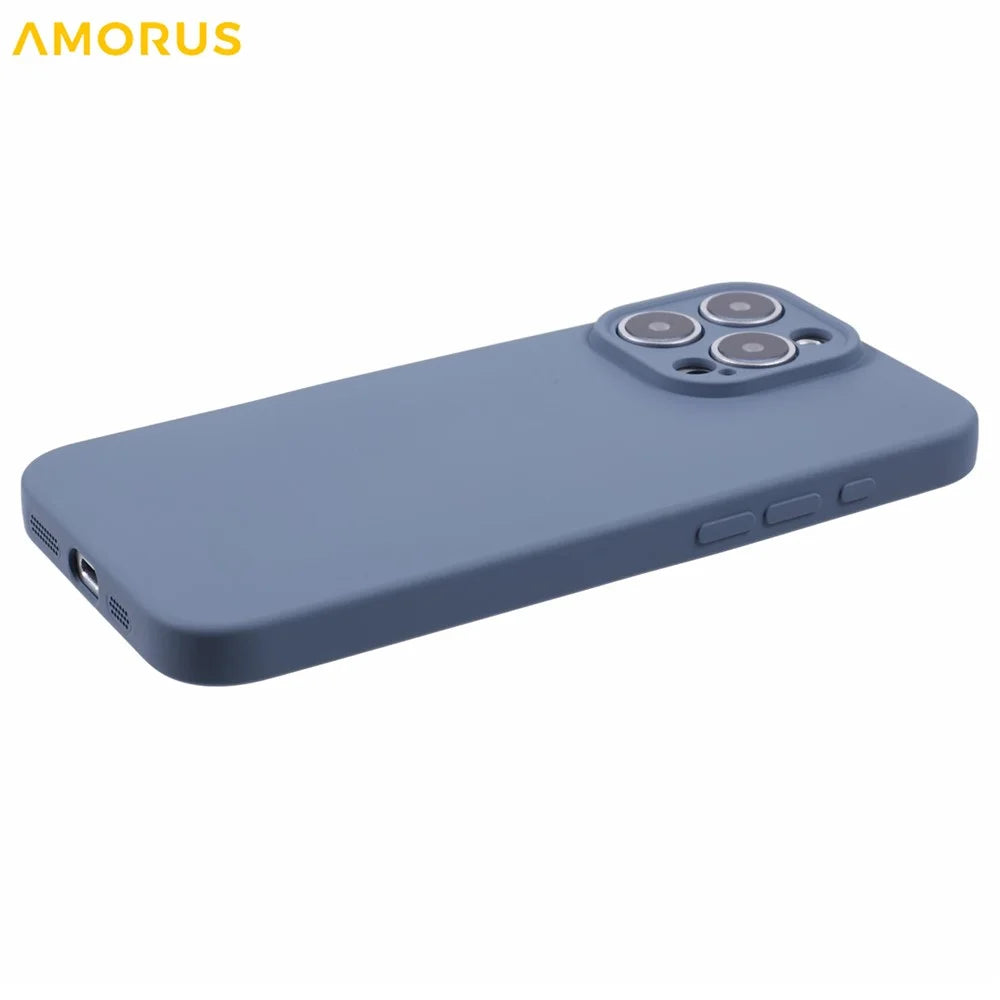 AMORUS For iPhone 16 Pro Max Case Precise Cutouts TPU Fiber Lining Shockproof Phone Cover - Lavender Grey - 5
