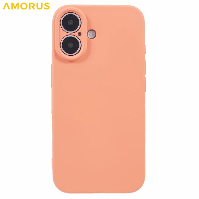 AMORUS For iPhone 16 Plus Case Precise Cutouts TPU Fiber Lining Shockproof Phone Cover - Orange - 3