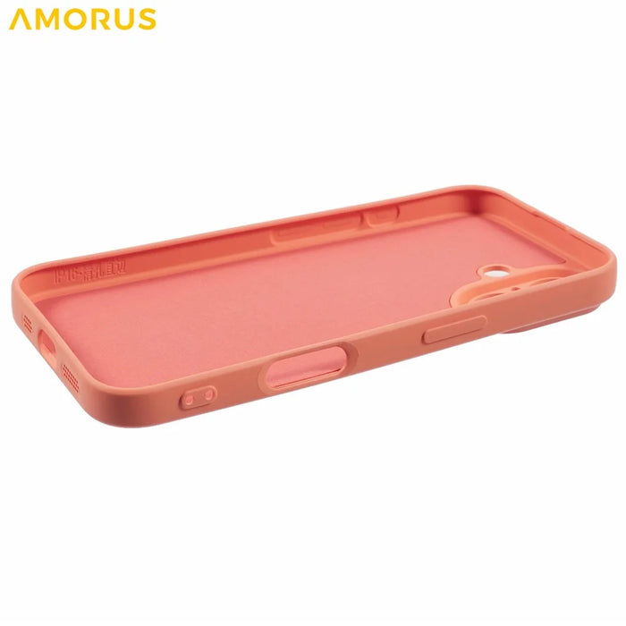 AMORUS For iPhone 16 Plus Case Precise Cutouts TPU Fiber Lining Shockproof Phone Cover - Orange - 4