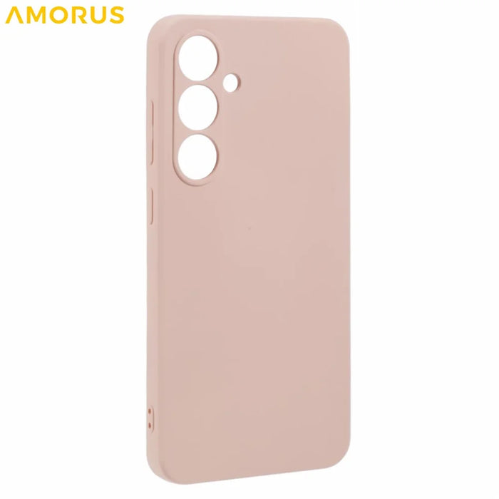 AMORUS For Samsung Galaxy S24 FE Case Precise Cutouts TPU Fiber Lining Shockproof Phone Cover - Pink - 3