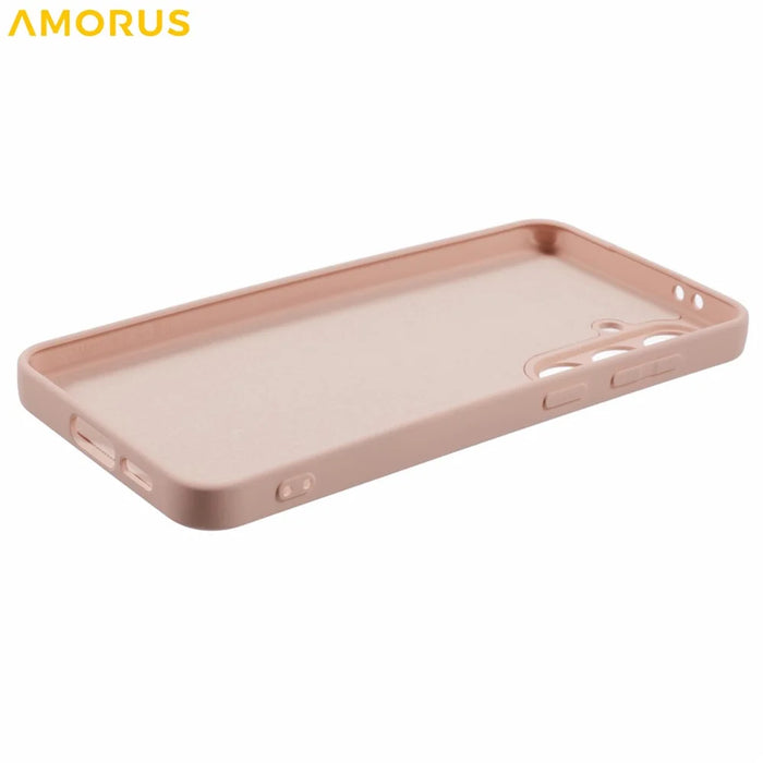 AMORUS For Samsung Galaxy S24 FE Case Precise Cutouts TPU Fiber Lining Shockproof Phone Cover - Pink - 4