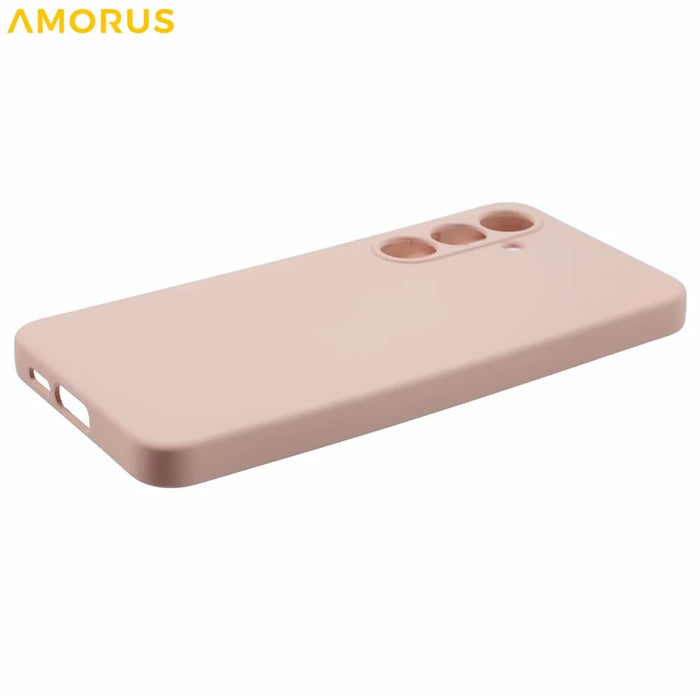 AMORUS For Samsung Galaxy S24 FE Case Precise Cutouts TPU Fiber Lining Shockproof Phone Cover - Pink - 5