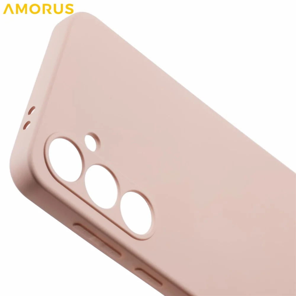 AMORUS For Samsung Galaxy S24 FE Case Precise Cutouts TPU Fiber Lining Shockproof Phone Cover - Pink - 6