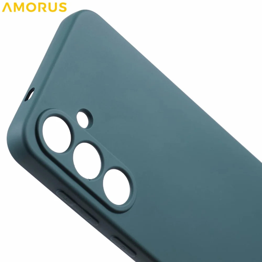 AMORUS For Samsung Galaxy S25+ Case Precise Cutouts TPU Fiber Lining Shockproof Phone Cover - Army Green - 6