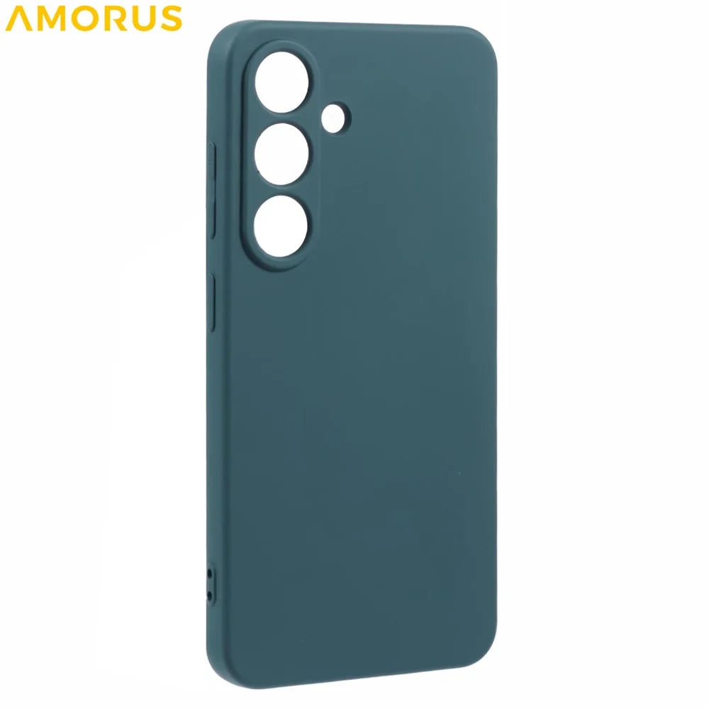 AMORUS For Samsung Galaxy S25 Case Precise Cutouts TPU Fiber Lining Shockproof Phone Cover - Army Green - 3