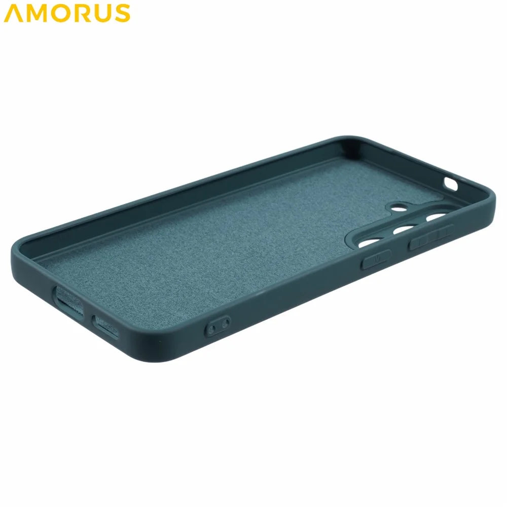 AMORUS For Samsung Galaxy S25 Case Precise Cutouts TPU Fiber Lining Shockproof Phone Cover - Army Green - 4