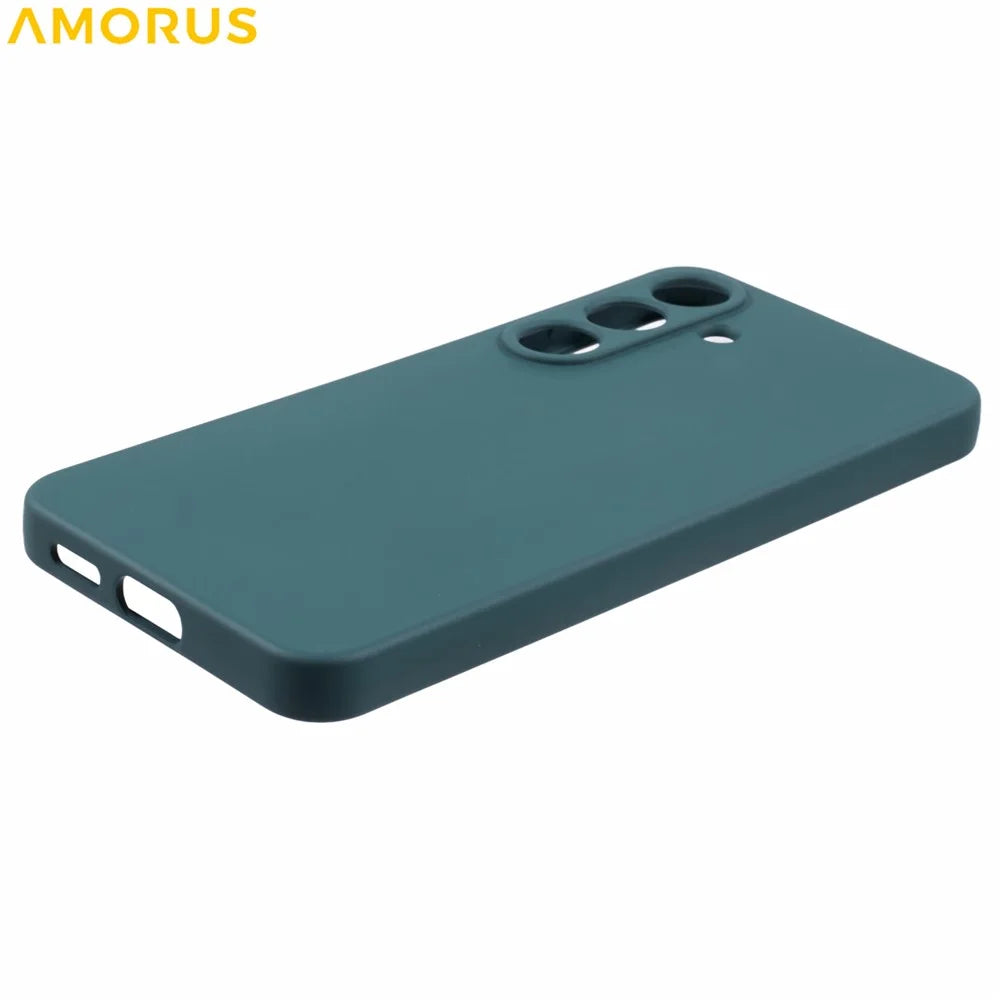 AMORUS For Samsung Galaxy S25 Case Precise Cutouts TPU Fiber Lining Shockproof Phone Cover - Army Green - 5