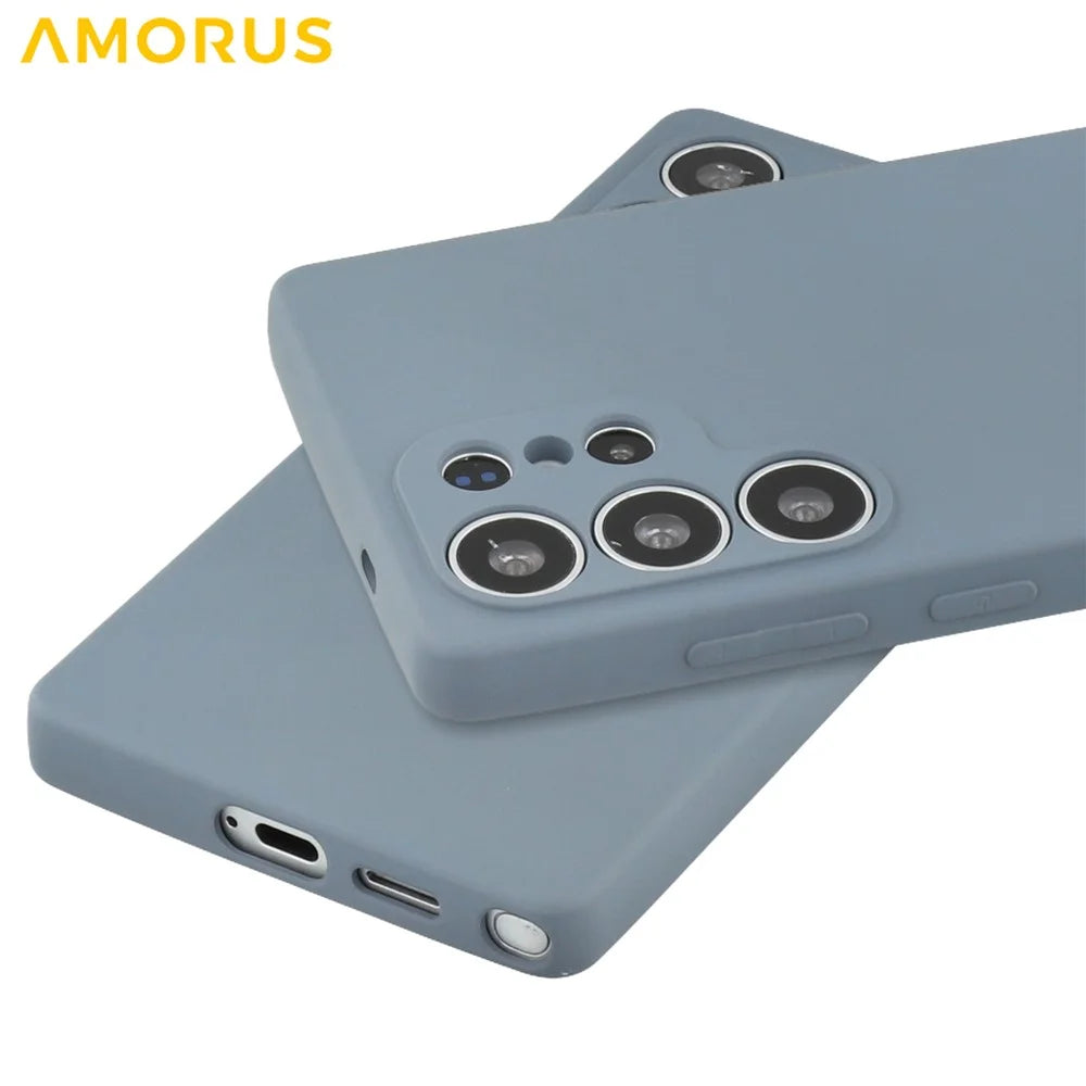AMORUS For Samsung Galaxy S25 Ultra Case Precise Cutouts TPU Fiber Lining Shockproof Phone Cover - Lavender Grey - 5