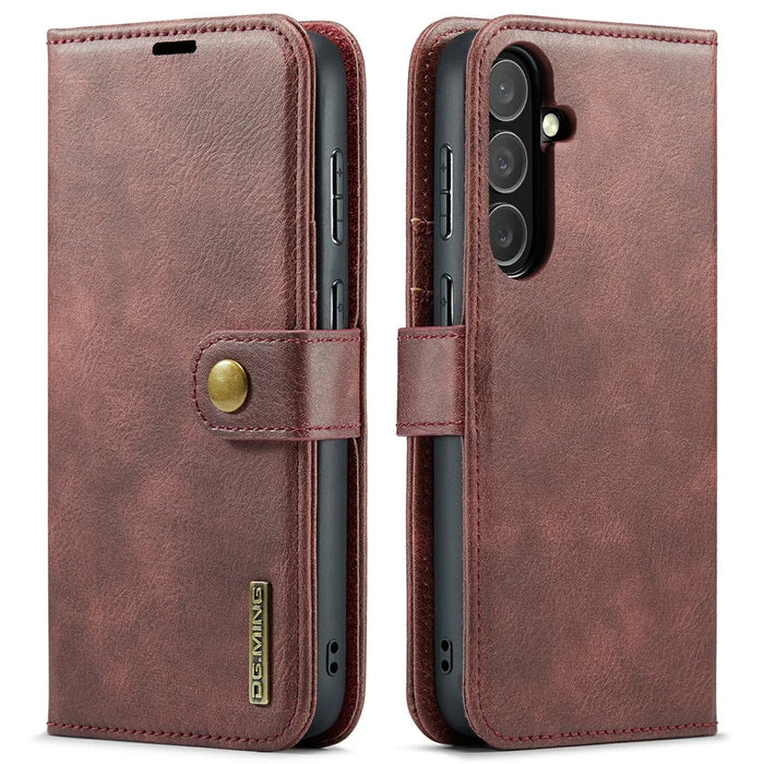 DG.MING for Samsung Galaxy S25 FE Case Detachable Split Leather Phone Cover - Red - 1