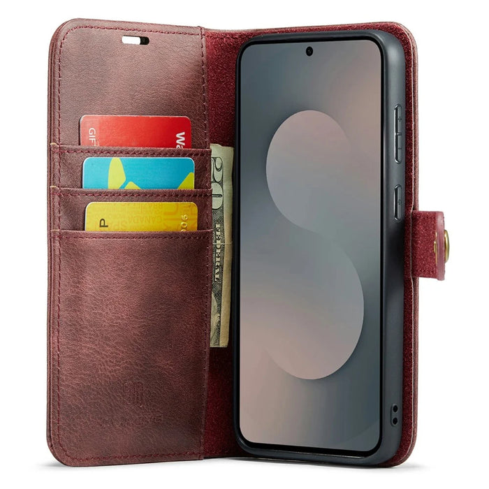 DG.MING for Samsung Galaxy S25 FE Case Detachable Split Leather Phone Cover - Red - 2