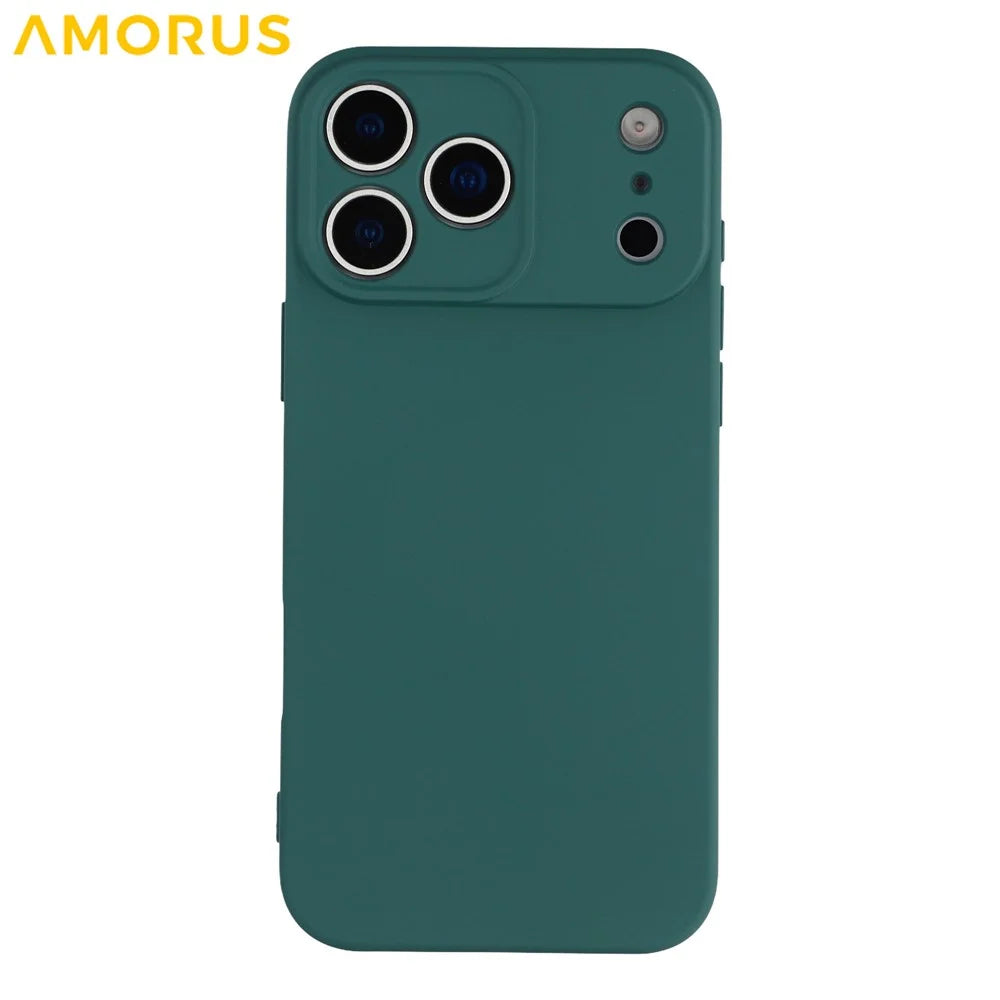 AMORUS For iPhone 17 Pro Max Case Precise Cutouts TPU Fiber Lining Shockproof Phone Cover - Army Green - 3