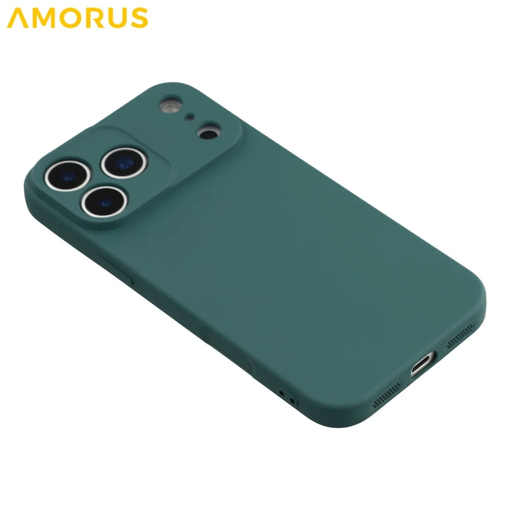 AMORUS For iPhone 17 Pro Max Case Precise Cutouts TPU Fiber Lining Shockproof Phone Cover - Army Green - 4
