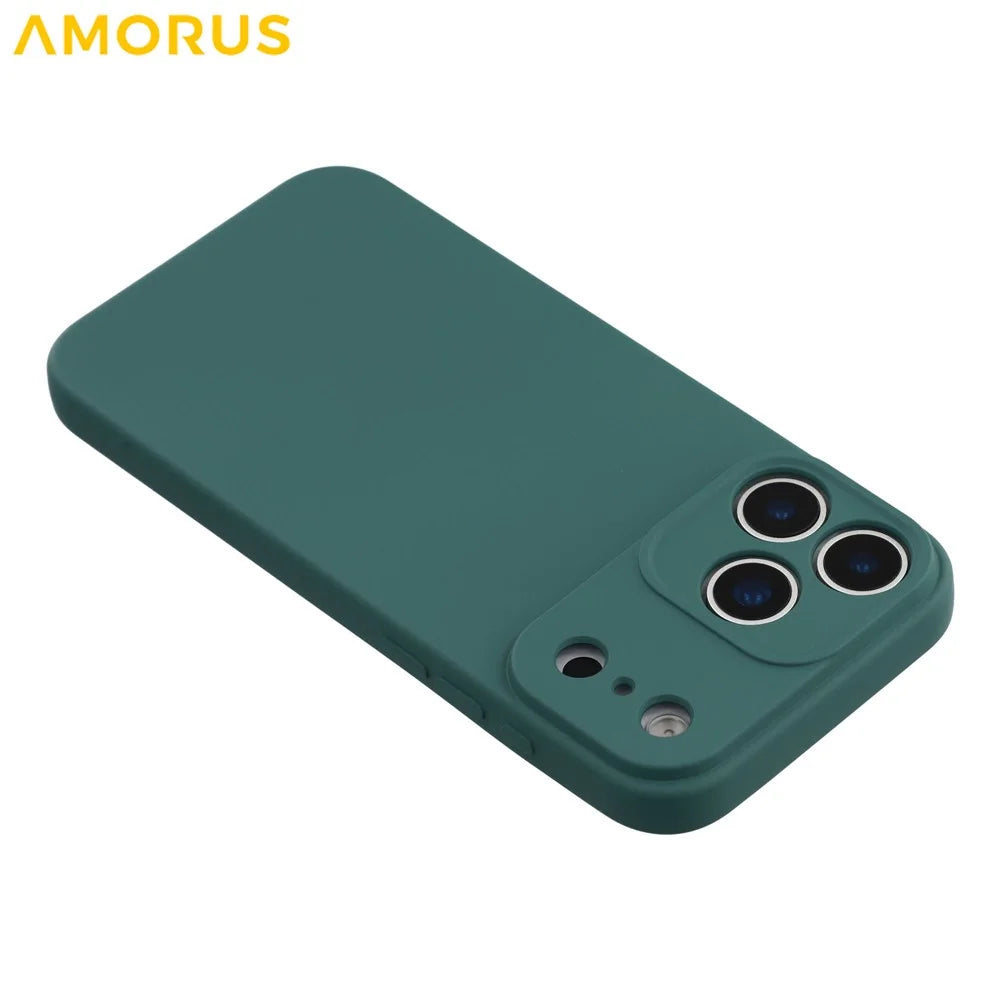 AMORUS For iPhone 17 Pro Max Case Precise Cutouts TPU Fiber Lining Shockproof Phone Cover - Army Green - 5
