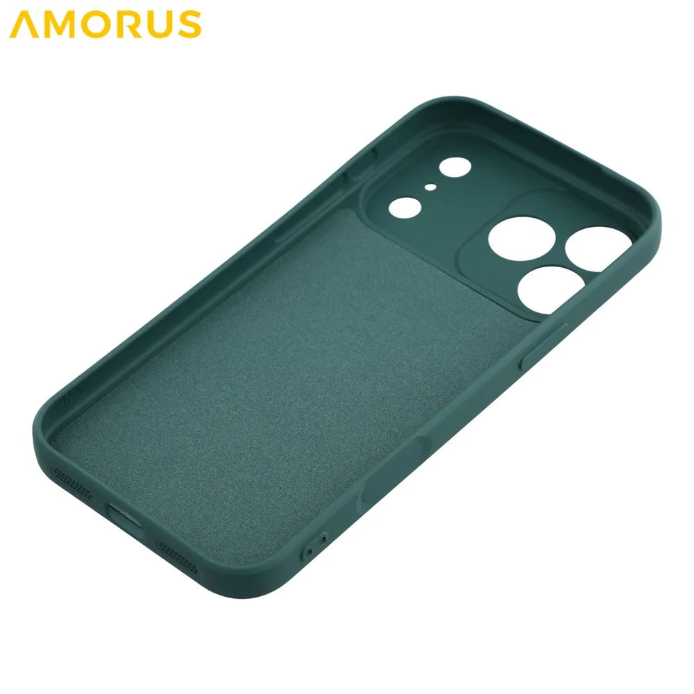 AMORUS For iPhone 17 Pro Max Case Precise Cutouts TPU Fiber Lining Shockproof Phone Cover - Army Green - 6